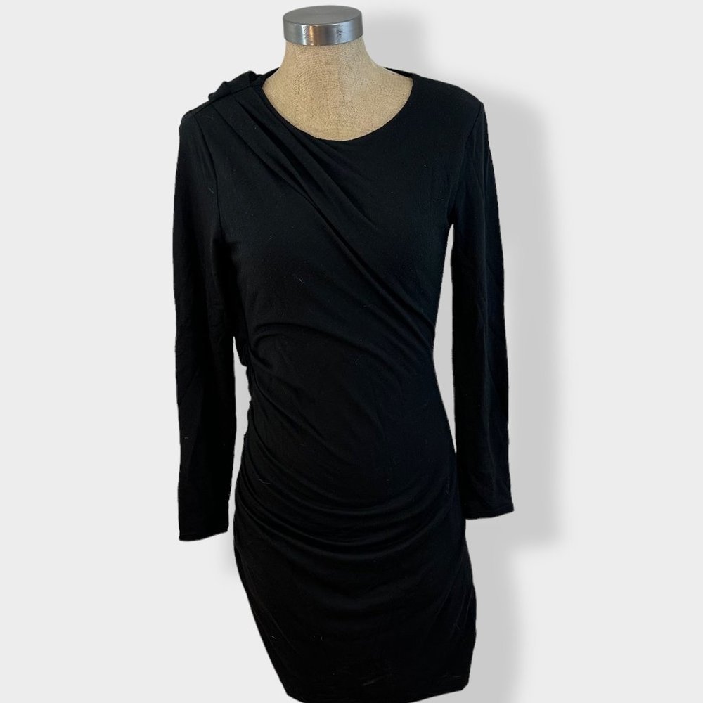 Banana Republic Black Ruched Knit Dress S